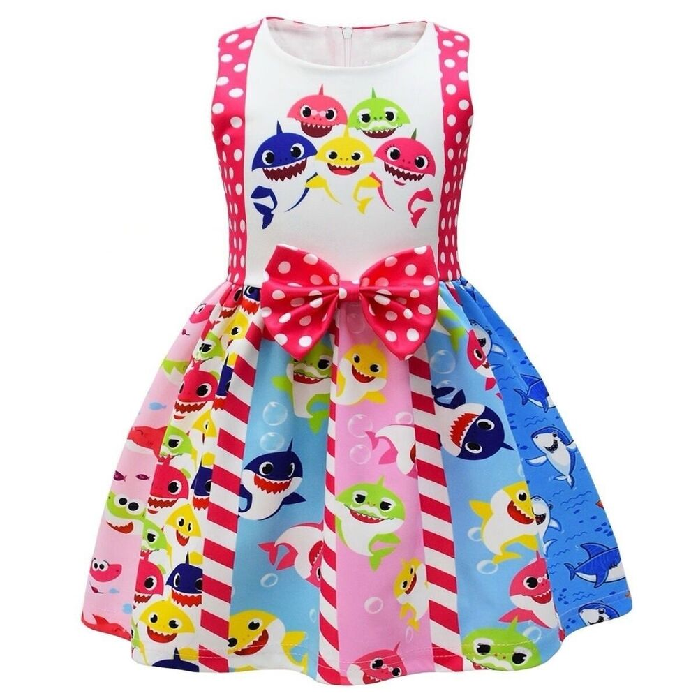 Los Angles Boutique Toddler Girls Summer BABY SHARK Sundress Cute Party Casual 5
